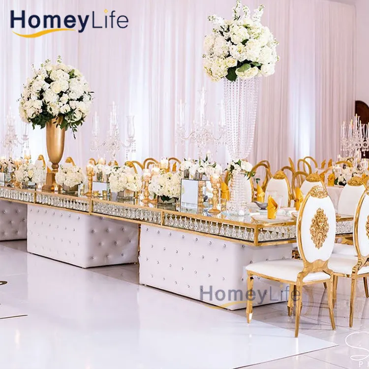 卸売家具パーティーチェアイベント結婚式のテーブルゴールドステンレス鋼金属フレーム宴会ホテル結婚式の椅子