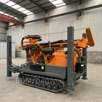 Foreuse sur chenilles portable BDM-200 PRO, machine de forage de puits d'eau à moteur diesel, profondeur 200m, avec pompe