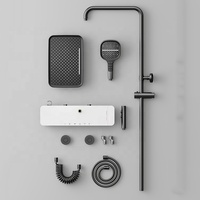 Système de panneaux de douche de luxe intelligents avec affichage LED, effet pluie douce, pour appartement, avec robinet en céramique, en laiton, fonction SPA et cascade massante
