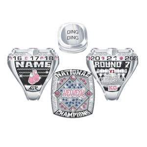 Anillos de Campeonato Deportivos Personalizados con Logotipo, Chapados en Oro Rosa, de Aleación Esmaltada - Product Image 1