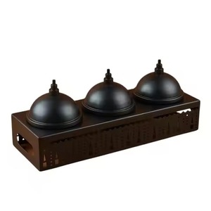 Cuenco de chocolate para Ramadán, rectangular, negro metálico, con tapa de cúpula y marco recortado, juego de recipientes para dulces árabes - Product Image 4