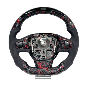 Volant de voiture en fibre de carbone rouge forgé et Alcantara pour Renault <span class=keywords><strong>Megane</strong></span> RS, design pour Renault <span class=keywords><strong>Megane</strong></span> 3, volant de course sportif - Product Image 1