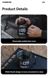 Tasse de camping isotherme en acier inoxydable 304 avec couvercle anti-poussière pour les aventures en plein air, légère, double paroi isolée - Product Image 4