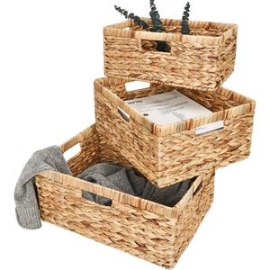 Boho Style Handmade Water Hyacinth <b>Rectangular</b> Storage <b>Basket</b> With Lid Custom Color Logo Home Decor Vietnam Supplier - Product Image 4