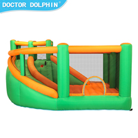 Château gonflable pour enfants Doctor Dolphin, en tissu Oxford, avec toboggan gonflable, facile à installer, pour une utilisation à domicile