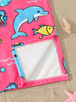 Poncho pour enfants avec imprimé mignon de dauphin, tortue de mer, hippocampe et poisson, robe de bain et de change