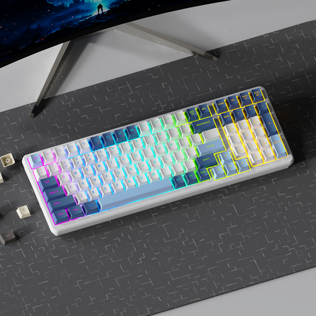 Custom 101-Key Mechanical Gaming Keyboard RGB Backlit 2.4Ghz Wireless Hot-Swap Switches for Office University Use-OEM