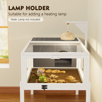 Maison en bois pour tortues avec support de lampe, fenêtre d'observation, plateau étanche, pieds détachables, facile à nettoyer pour tortues, lézards, geckos et petits animaux (entrée/sortie)