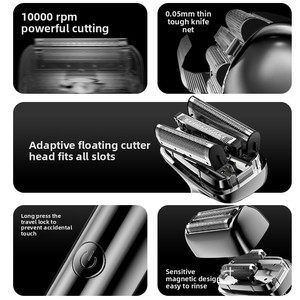 Tres cuchillos en uno Máquina de afeitar eléctrica de plata platino Maquinilla de afeitar impermeable para Barba - Product Image 3