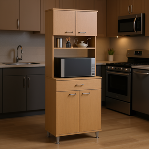 Armoire de cuisine Helis avec tiroir et étagères, finition chêne clair, unité de rangement moderne pour cuisine - Product Image 2