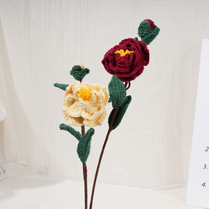 Handmade duy nhất <span class=keywords><strong>Camellia</strong></span> Crochet hoa dệt đan tự làm quà tặng handmade hoa trà nhân tạo - Product Image 2