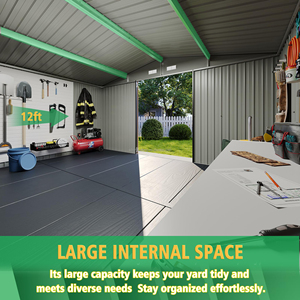 Capanno per Attrezzi da Giardino 10x12FT, Resistente ed Ecologico, in Acciaio, Facile da Montare, per Uso in Ogni Condizione Meteo, Antiruggine, Impermeabile, Chiudibile a Chiave - Product Image 3