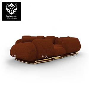 Juego de sofá seccional en forma de L Modular de lujo rojo moderno italiano personalizado de fábrica TAPIZADO para Villa Esquina de sala de estar roja - Product Image 5