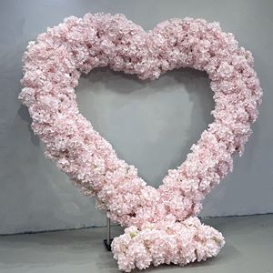 Rosa herzförmiger Hochzeits bogen künstlicher Blumen bogen für Hochzeits dekoration - Product Image 2