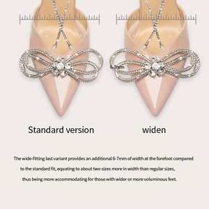 Nuevas Sandalias de Tacón Fino con Lazo de Mariposa y Pedrería para Mujer, Sandalias de Tacón Alto con Lazo Rosa Nude y Diamantes - Product Image 6