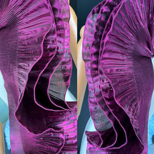 Vente en gros de tissu plissé en forgeage, grande dentelle ondulée, lustre métallique, tissu de couture pour robe de mariée, bricolage - Product Image 4