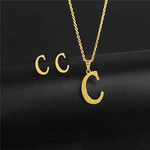KISSWIFE-Conjunto de Pendientes y Collar con Letras de Acero Inoxidable para Mujer y Adolescente, Aretes Dorados con <span class=keywords><strong>Nombre</strong></span>, para Regalo, para Mujer y Niña - Product Image 2