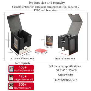 PU Leather Card Deck Box with Magnetic Closure Display <b>Window</b> Commander for 120+ Single Sleeved Cards TCG CCG MOQ 100pcs - Product Image 2