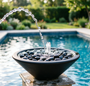 Brasero d'extérieur 4 saisons - Fontaine d'été et poêle à bois d'hiver - Bol rond en acier Corten pour jardin - Product Image 5