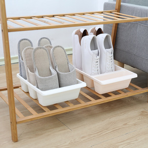 Three Compartment Vertical <b>Shoe</b> <b>Rack</b> Integrated Plastic Tray <b>Shoe</b> Organizer For Desktop And Bedroom Storage - Product Image 1