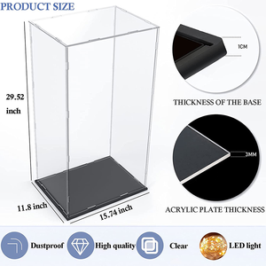 Boîte de présentation en acrylique pour jouets Base noire empilable transparente anti-poussière pour figurines d'<span class=keywords><strong>action</strong></span> <span class=keywords><strong>Lego</strong></span> Pop Mart Présentoir de table - Product Image 4
