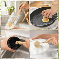 Kit de brosses de nettoyage de cuisine : brosse à bouteille à long manche, brosse à vaisselle ronde, brosse à couvercles, brosse à légumes, brosse à pailles pour évier domestique