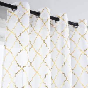 Cortinas de Tul con Estampado Metálico Dorado <span class=keywords><strong>Blanco</strong></span> de Lujo para Ventanas, Cortinas Transparentes con Diseño de Estampado Dorado para Dormitorio <span class=keywords><strong>y</strong></span> Sala de Estar - Product Image 3