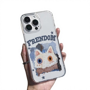<span class=keywords><strong>Cover</strong></span> per <span class=keywords><strong>iPhone</strong></span> 17/16/15/14/13/<span class=keywords><strong>12</strong></span> Pro Max con Gatto Bianco a Occhi Straniari, Trasparente Antiurto e Anti-caduta con Tipografia - Product Image 1