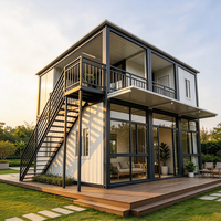 Maison conteneur préfabriquée postmoderne extensible sur mesure de 20 pieds et 40 pieds avec salle de bain, chambre, bureau et caractéristiques extérieures pour complexe hôtelier