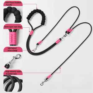 Correa para Perro con Collar, Cuerda de Nailon Colorida, 2 Ganchos, Manos Libres, para Cintura, Multifuncional, Mango de Espuma EVA Suave, Correa para Mascotas a Prueba de Explosiones - Product Image 4