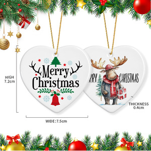 UV In Thiết Kế Sang Trọng Giáng Sinh Trang Trí Tùy Chỉnh Biểu Tượng Độc Đáo Hình Trái Tim Cây Treo Mặt Dây Chuyền Gốm Cho Lễ Hội Vườn Nhà - Product Image 4