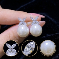 Boucles d'oreilles clous en perle ronde unique, grandes perles, bijoux d'oreille fixes, accessoires élégants et minimalistes pour femmes, pour le quotidien et le bureau