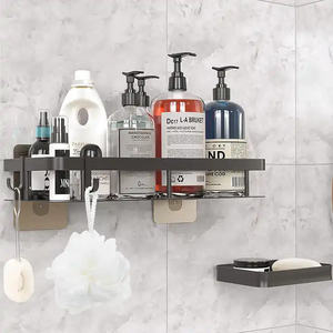 <strong>Wall</strong> Mounted Black Bathroom Shelves Shower Caddy <strong>Wall</strong> Shelf Brackets Shower Shelf <strong>Wall</strong> Mounted Storage Organizer <strong>Rack</strong> - Product Image 4