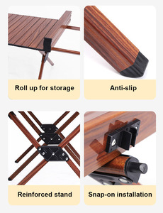 Mesa plegable de tortilla para acampar al aire libre Mesa plegable de aleación de aluminio de grano de madera para campamento al aire libre - Product Image 6