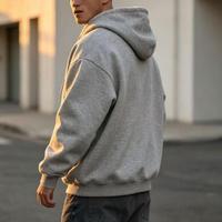 Hoodie warna solid, bernapas, desain logo sesuai pesanan, dengan tali serut