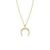 Collier Gemnel en laiton plaqué or avec pendentif croissant perlé et zircon cubique en forme de lune, vente en gros
