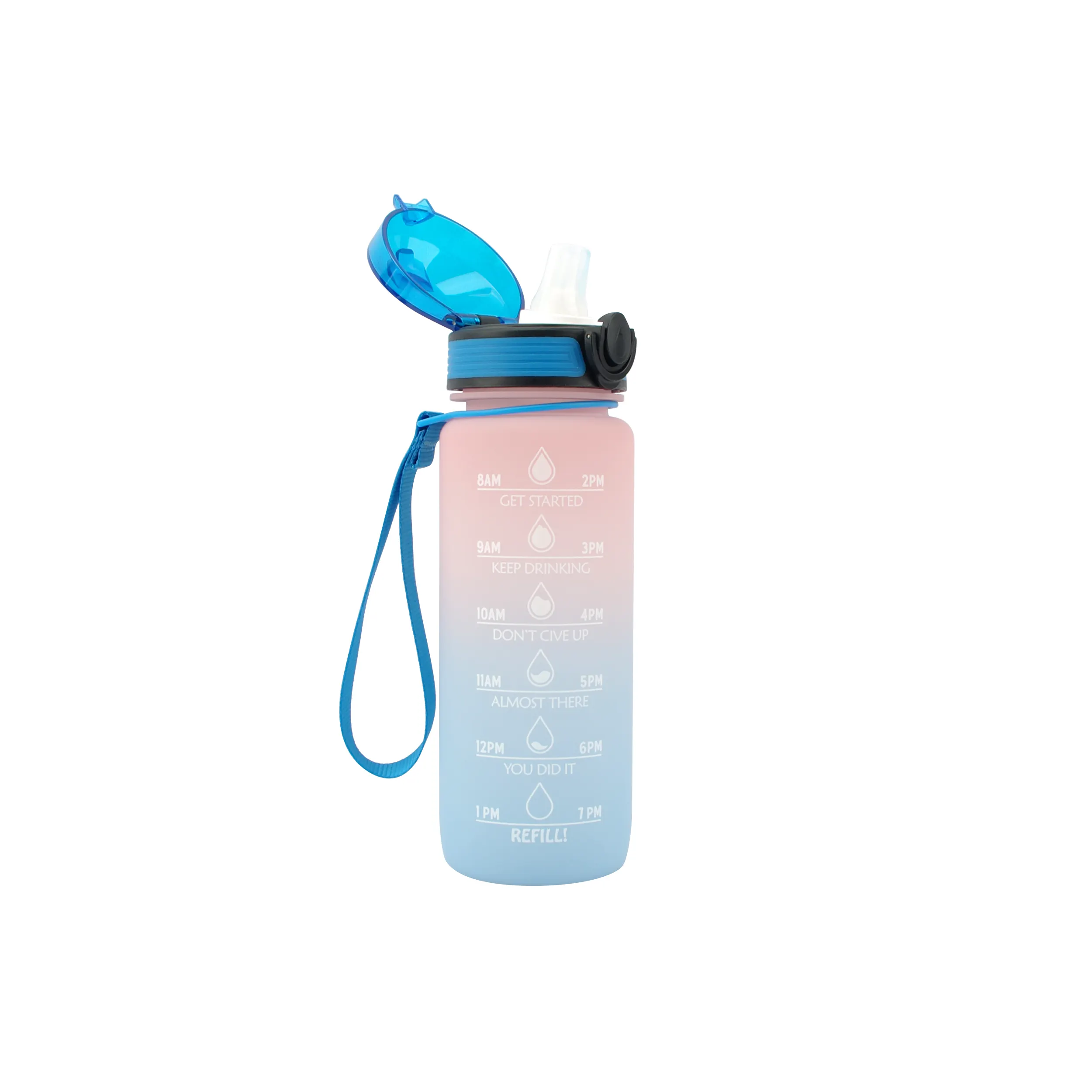 BPA شحن 25oz زجاجة ماء للأطفال مع القش تحفيزية اللياقة البدنية الرياضات المائية زجاجة مع مرات للشرب