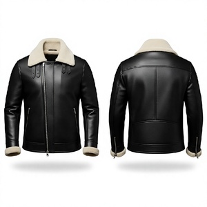 Veste en cuir vintage pour homme, conçue sur mesure, style motard, mode streetwear, avec fourrure intérieure, chaude et respirante pour l'hiver - Product Image 3
