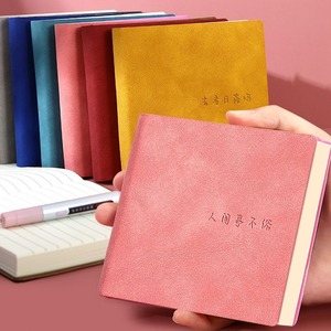 Portable <b>Small</b> Composition Notebook PU Imitation Leather Hardcover Thermal Binding Printed Artistic Journal Student Mini Memo - Product Image 1