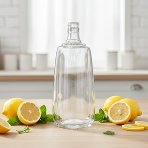 プロ仕様の丸い透明な白いウォッカ瓶、ガラス瓶、ラム酒瓶 - Product Image 3