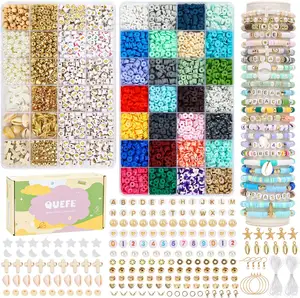 Pulseiras DIY para meninas, nova tendência, 28 cores, 5600 peças, artesanato para presente, joias, contas redondas de argila de polímero, novidade