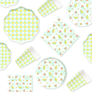 DAMAI - Juego de Platos y Servilletas de Papel con Diseño de Sandía para Decoración de Fiestas de Cumpleaños, Vajilla Desechable con Temática de Frutas para Cumpleaños - Product Image 4