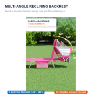 Chaise longue pliante multi-positions portable robuste 150 kg avec emplacements pour les bras et pare-soleil pour la vente en gros