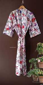 Tamaño libre pájaro diseño algodón Kimono bata de baño ropa de baño vestido de noche vestido de talla grande invierno verano Otoño Invierno - Product Image 3