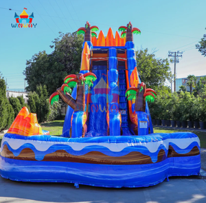 Toboggan aquatique gonflable volcan tropical avec piscine, toboggan double piste de qualité commerciale pour locations de fêtes estivales et parcs aquatiques - Product Image 4