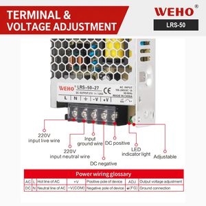 50W 12V 15V 24V 48V Einkanal-Schaltnetzteil AC-DC-Wandler 86-90% Kleine Größe 99x82x30mm für LED CNC LRS-50 - Product Image 5
