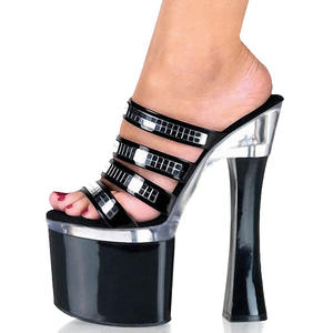 Sandales à talons épais rouges <span class=keywords><strong>de</strong></span> 18 cm, bout ouvert, sexy, pour pole dance, mode, cool, grandes tailles, pour femme, été - Product Image 2