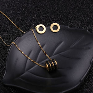 Collier ras du cou et boucles d'oreilles plaqués or, style mode, pour femmes et jeunes filles, vente en gros - Product Image 2