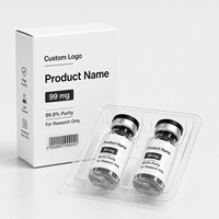 Boîte d'emballage étanche pour flacons de peptides 2ml 3ml 5ml, étui de rangement compact avec étiquettes et plateau en plastique pour 1/2/3/4/5/6 flacons