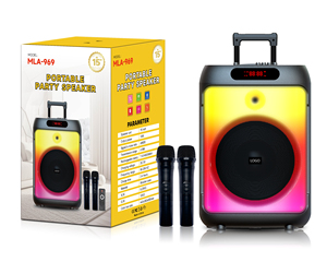 MLA-969 15 inch bên di động Hộp xe đẩy loa không dây <span class=keywords><strong>Bluetooth</strong></span> Karaoke Loa siêu trầm lớn - Product Image 1